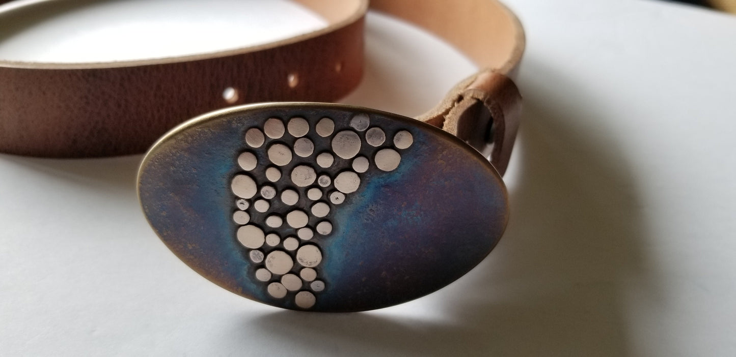 Buckle & Belt Set, Artisan Hand Forged, Unisex Belt and Buckle, Bronze Anniversary or Stainless Anniversary, For 1.5" Leather Belt for Jeans