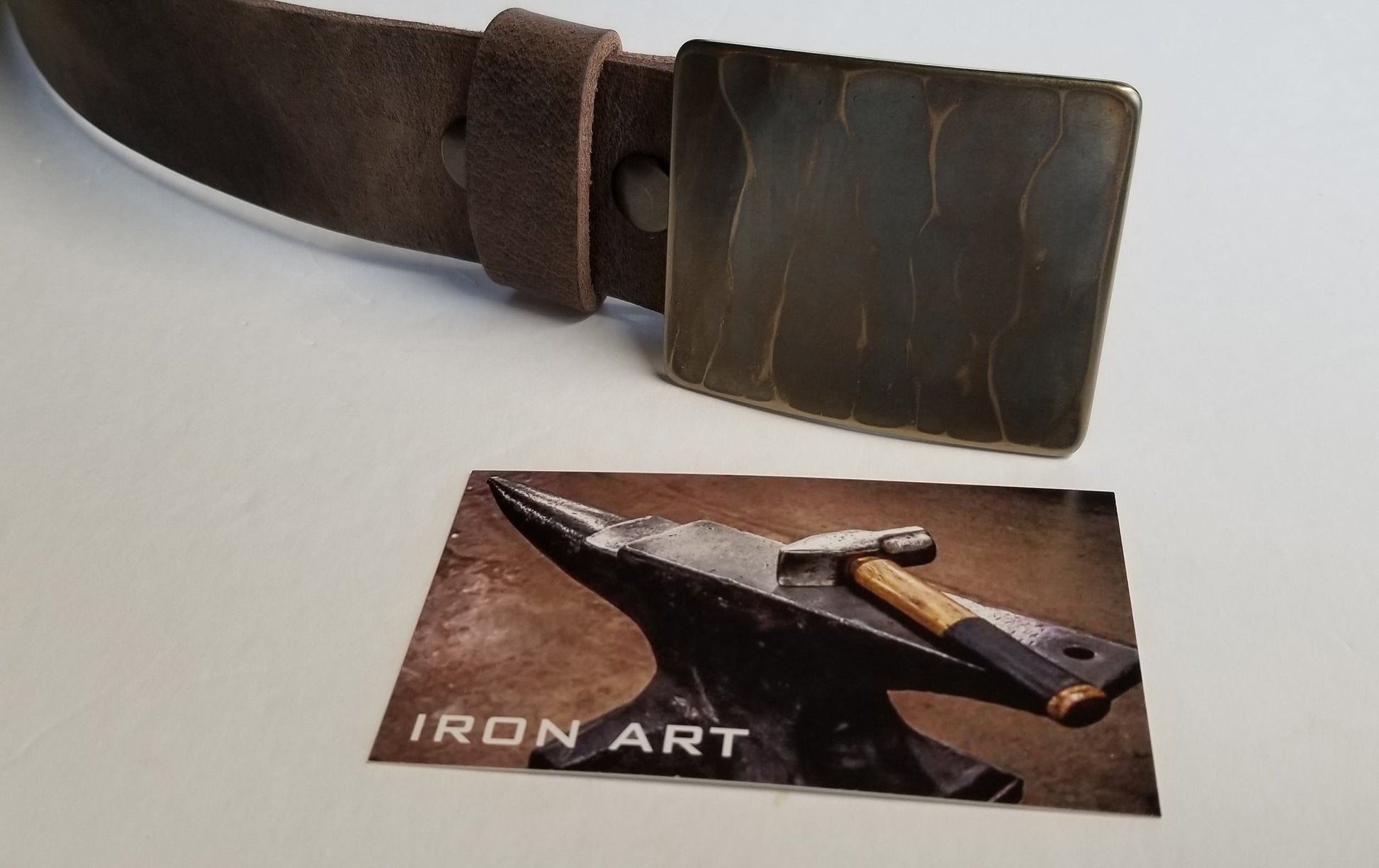Belt & Buckle Set For Jeans, Square Bronze Wood Grain Belt Buckle, Your Belt Colour Choice, Unisex Gifts, Forged Stainless and 1.5" Belt