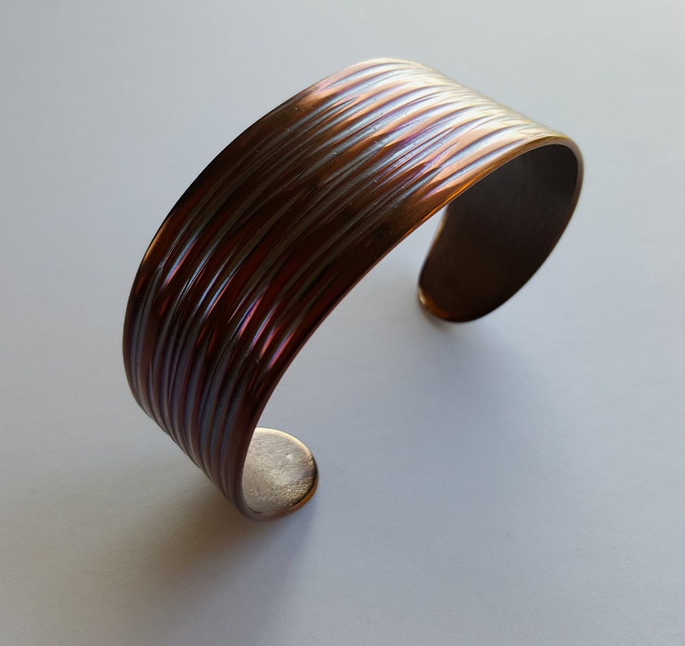 Wrist Cuff Bracelet, Multicolored, Hand Forged, Hypoallergenic Unisex Gifts, Stainless Steel Cuff, Signed Original by Aucoin with Gift Bag