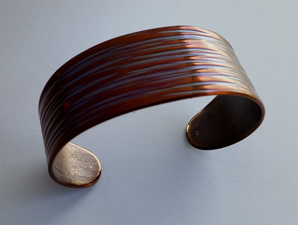Wrist Cuff Bracelet, Multicolored, Hand Forged, Hypoallergenic Unisex Gifts, Stainless Steel Cuff, Signed Original by Aucoin with Gift Bag