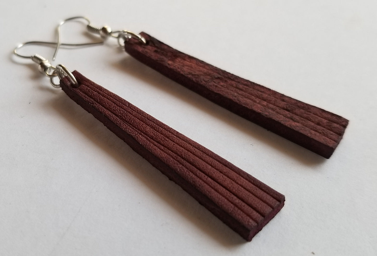 Lightweight Leather Earring Set with Shepherd Hooks, Variety of Colours, Hand Made Canadian Jewelry & Burlap Storage Bag, Stocking Stuffer