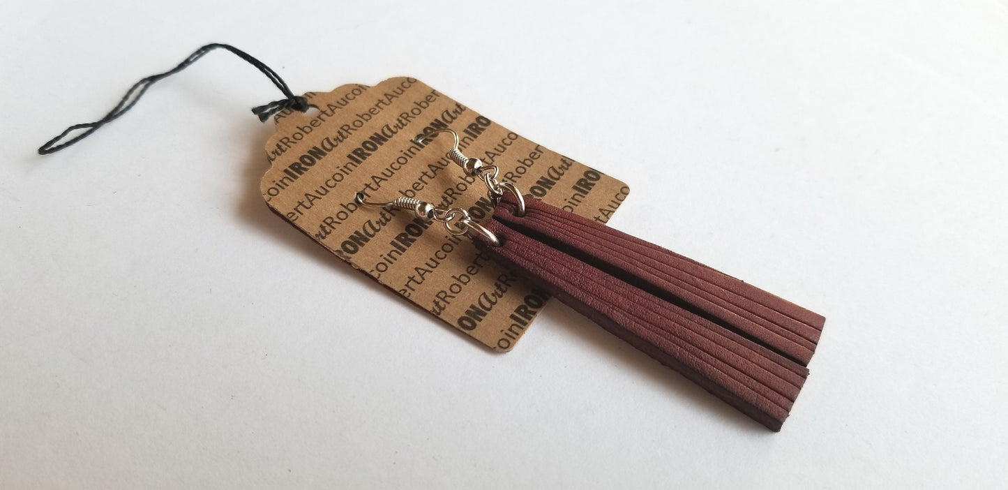 Lightweight Leather Earring Set with Shepherd Hooks, Variety of Colours, Hand Made Canadian Jewelry & Burlap Storage Bag, Stocking Stuffer