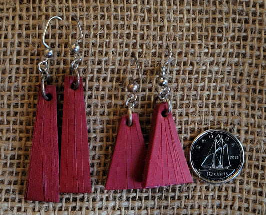 Earrings Red Leather Earring Set Shepherd Hooks Lightweight Hand Dyed Earring Set Leather Jewelry & Burlap Storage Gift Bag Perfect Gift