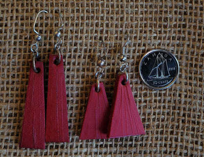 Earrings Red Leather Earring Set Shepherd Hooks Lightweight Hand Dyed Earring Set Leather Jewelry & Burlap Storage Gift Bag Perfect Gift