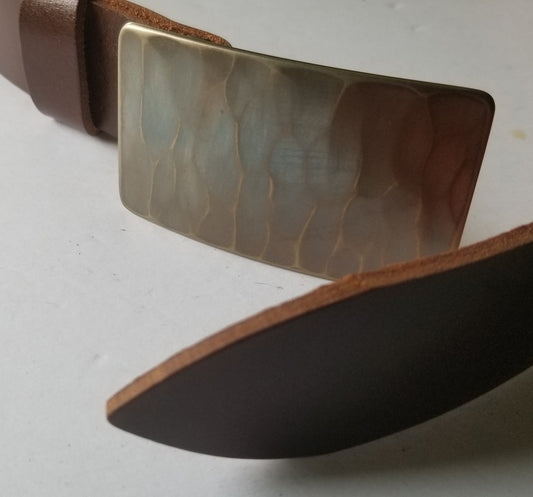 Belt & Buckle SET, Authentic Canadian Wood Grain, Bronze, Blue, Silver Suit Belt Buckle, Hand Forged Stainless Steel For 1.25" Belt For Suit