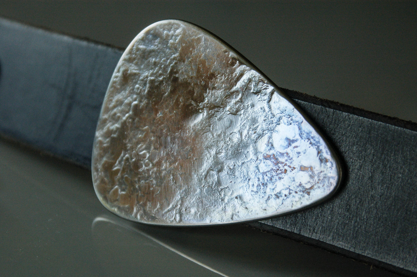 Guitar Pick Buckle Jean Belt Buckle and 1.5" Wide Leather Snap Belt Canadian Made Guitar Lover Gift Guys & Gals Stocking Stuffer Ideas
