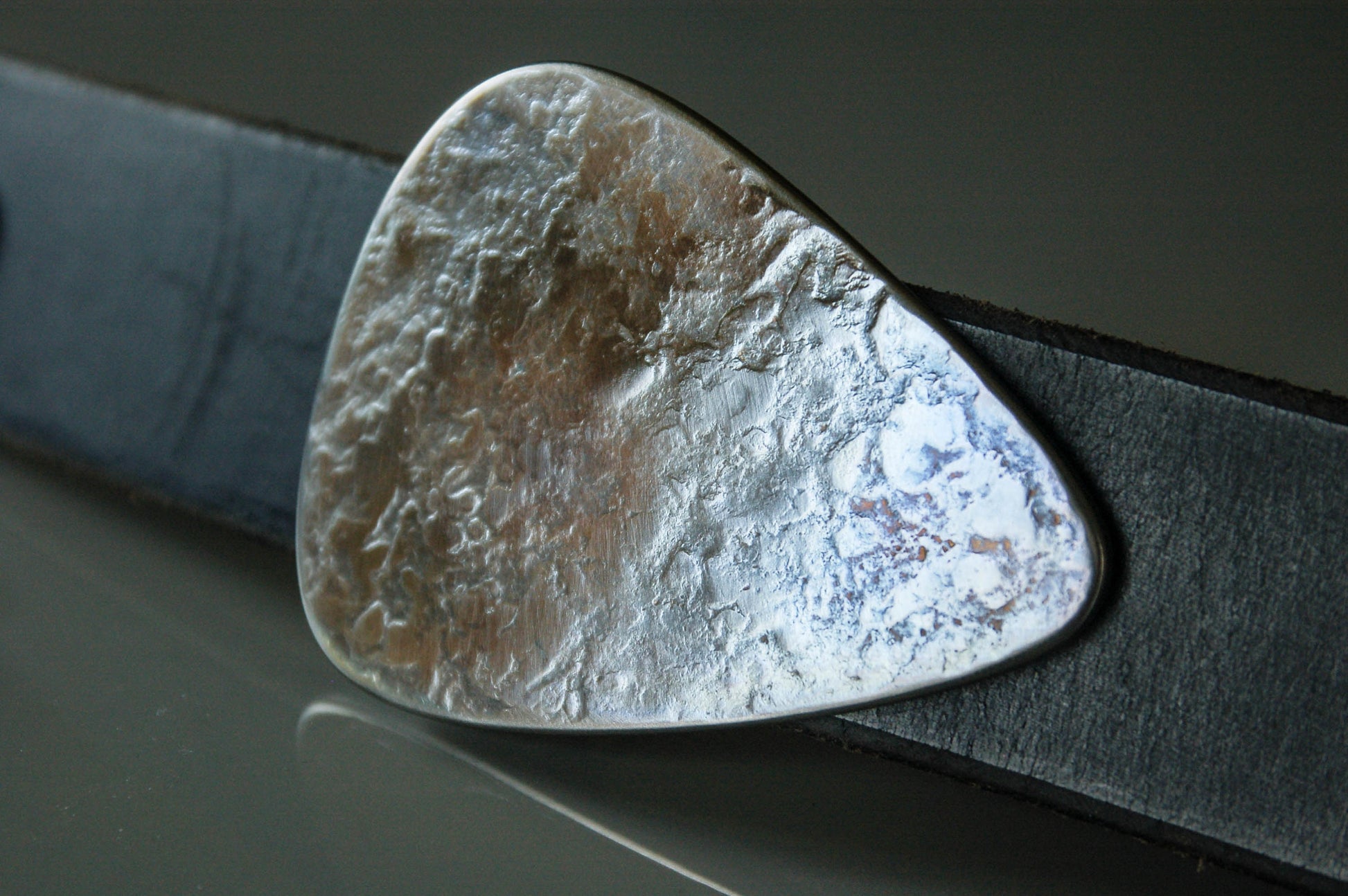 Guitar Pick Buckle Jean Belt Buckle and 1.5" Wide Leather Snap Belt Canadian Made Guitar Lover Gift Guys & Gals Stocking Stuffer Ideas
