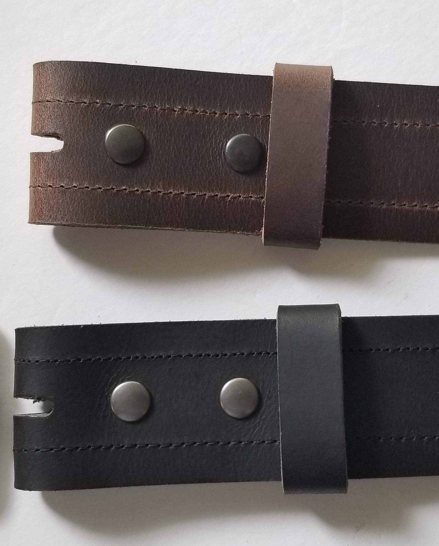 2" Wide Leather Belt with Decorative Stitching Unisex Interchangeable Belt with Snaps Custom Leather Belt Cut to Waist Size