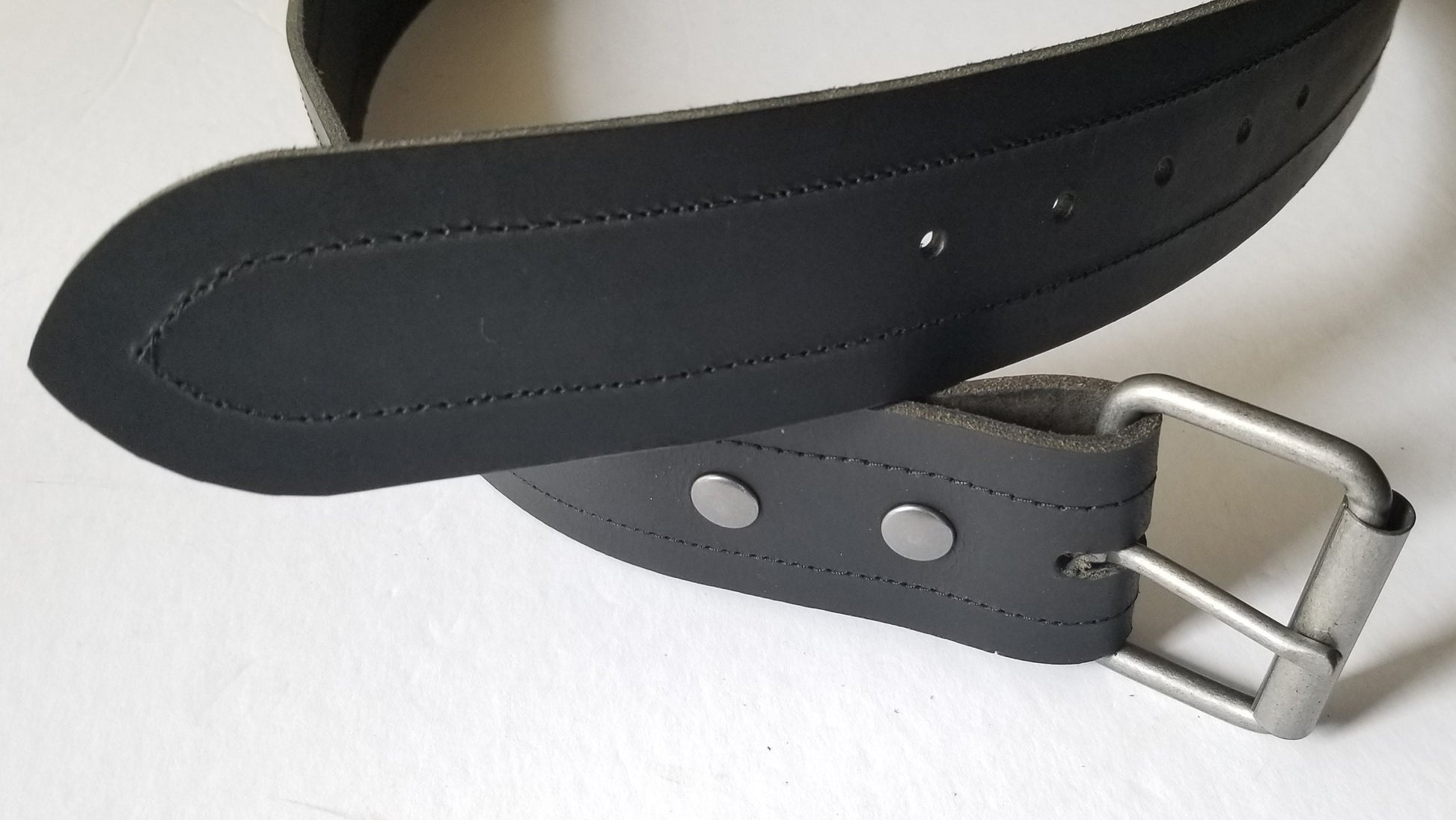 2" Wide Leather Belt with Decorative Stitching Unisex Interchangeable Belt with Snaps Custom Leather Belt Cut to Waist Size