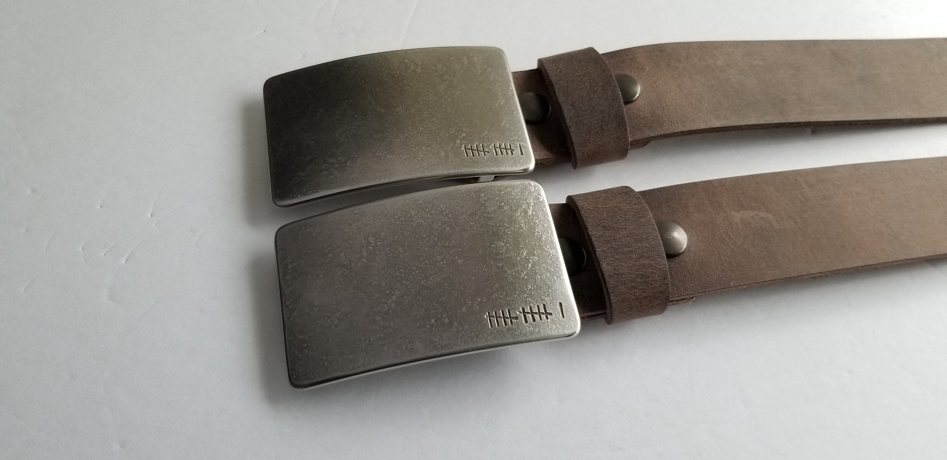 Anniversary Gift, His or Hers, Belt and Buckle Set For Jean, Customized Gift, Personalized Gift, Tally, Roman Numeral Buckle w/ Leather Belt