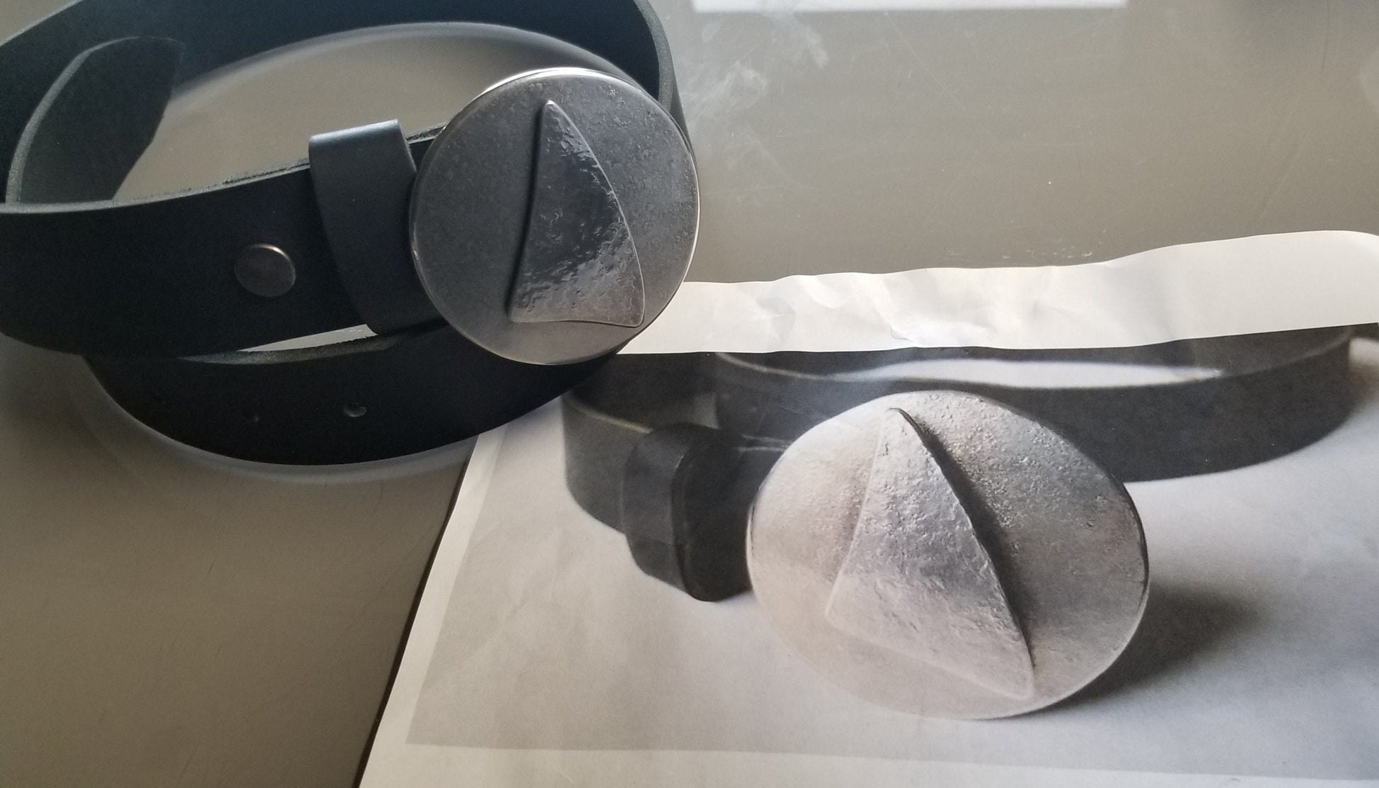 Nautical Belt and Buckle, 2.5" d Buckle & Leather Belt, Custom Cut Belt, Sailing Accessory, Nautical Jewelry, Unisex Gift, Sailor's Gift