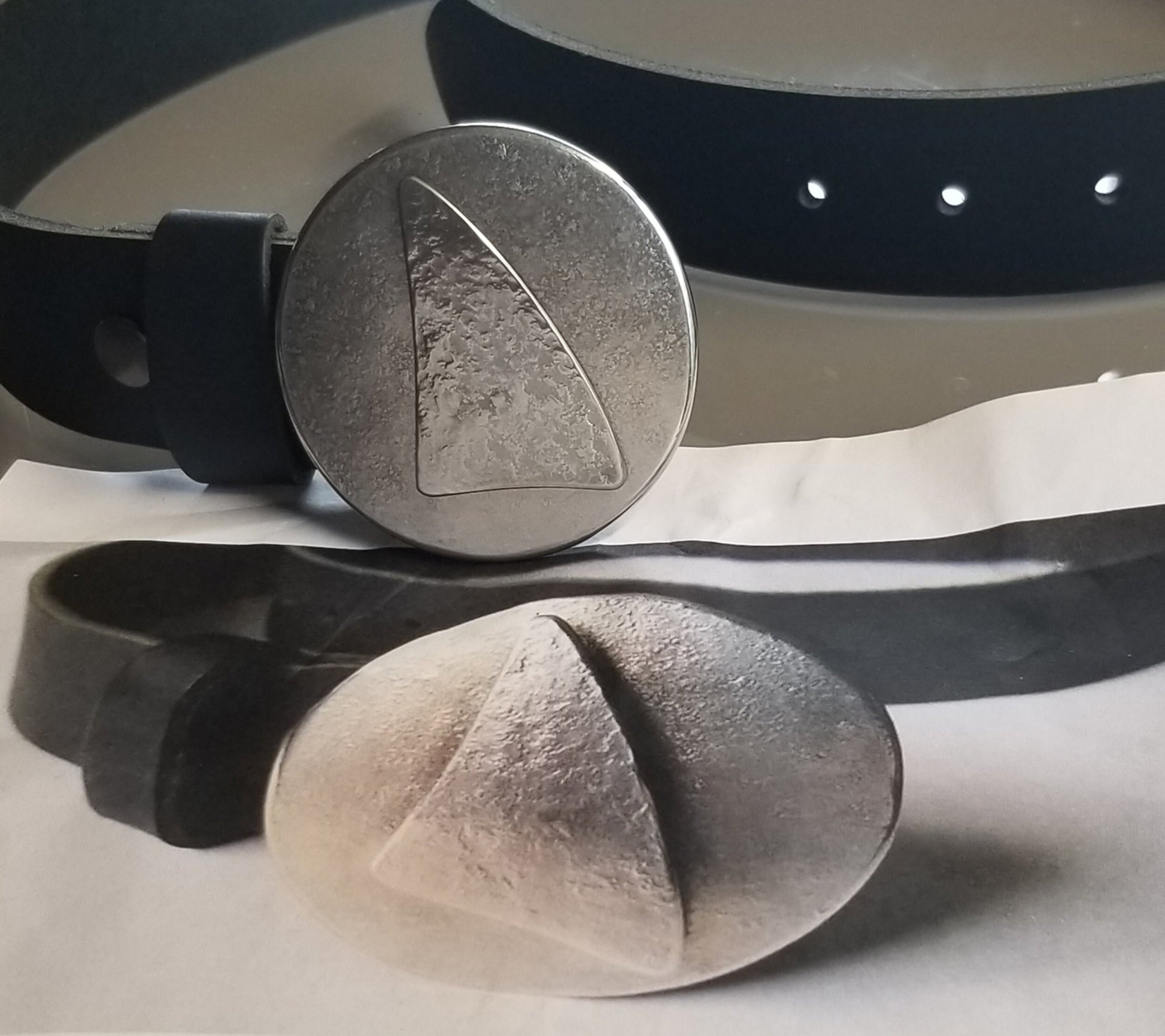 Nautical Belt and Buckle, 2.5" d Buckle & Leather Belt, Custom Cut Belt, Sailing Accessory, Nautical Jewelry, Unisex Gift, Sailor's Gift