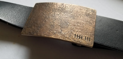 Bronze Anniversary Gift Belt & Buckle Set For Jeans Customized Gifts, Personalized Gift Tally or Roman Numeral Buckle with Leather Belt