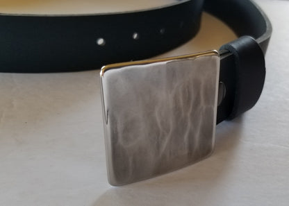 Belt & Buckle Set For Jeans, Square Bronze Wood Grain Belt Buckle, Your Belt Colour Choice, Unisex Gifts, Forged Stainless and 1.5" Belt