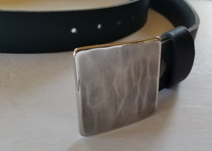 Belt & Buckle Set For Jeans, SquareISH,Bronze Wood Grain Belt Buckle, Your Belt Colour Choice, Unisex Gifts, Forged Stainless and 1.5" Belt