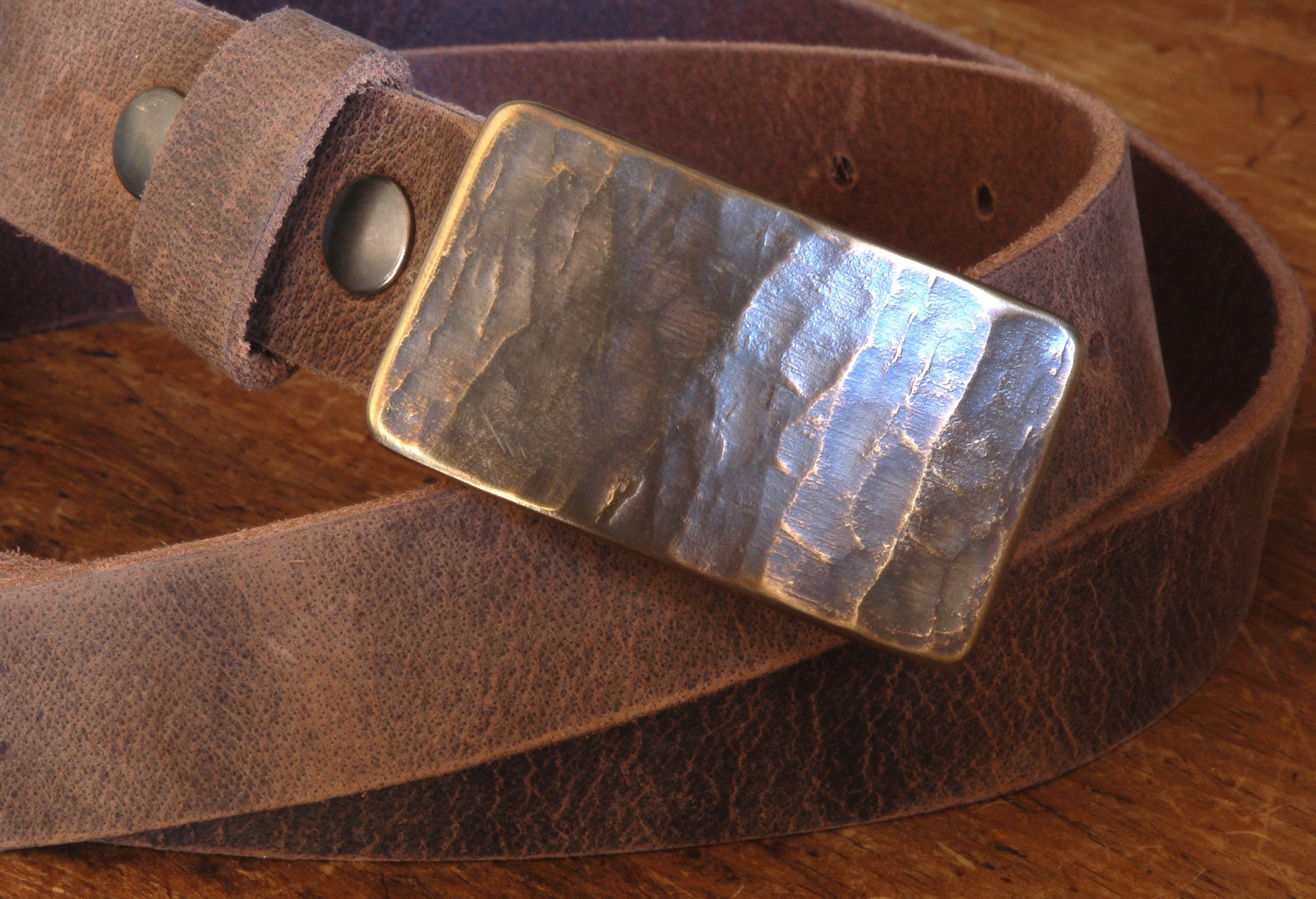 Dress Belt & Buckle SET, Canadian Wood Grain, Silver Suit Buckle and Belt, Hand Forged Stainless Steel 1.25" Belt For Suits, Gift Bag Incl.