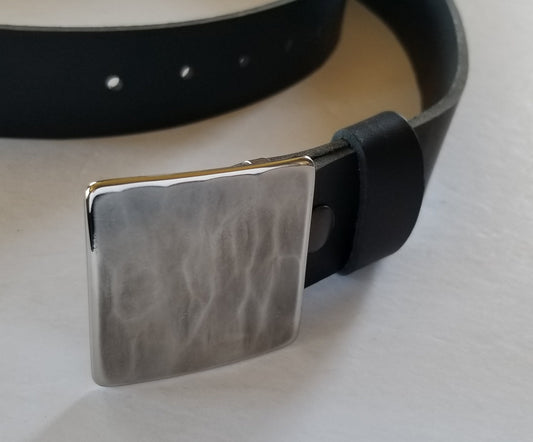 Belt & Buckle Set For Jeans, Square Bronze Wood Grain Belt Buckle, Your Belt Colour Choice, Unisex Gifts, Forged Stainless and 1.5" Belt