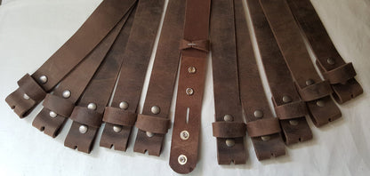 Distressed Leather Belt with Snaps Custom Cut Groomsmen Wedding Belts for Suits or Jeans Made to Measure Unisex Leather Snap Belts