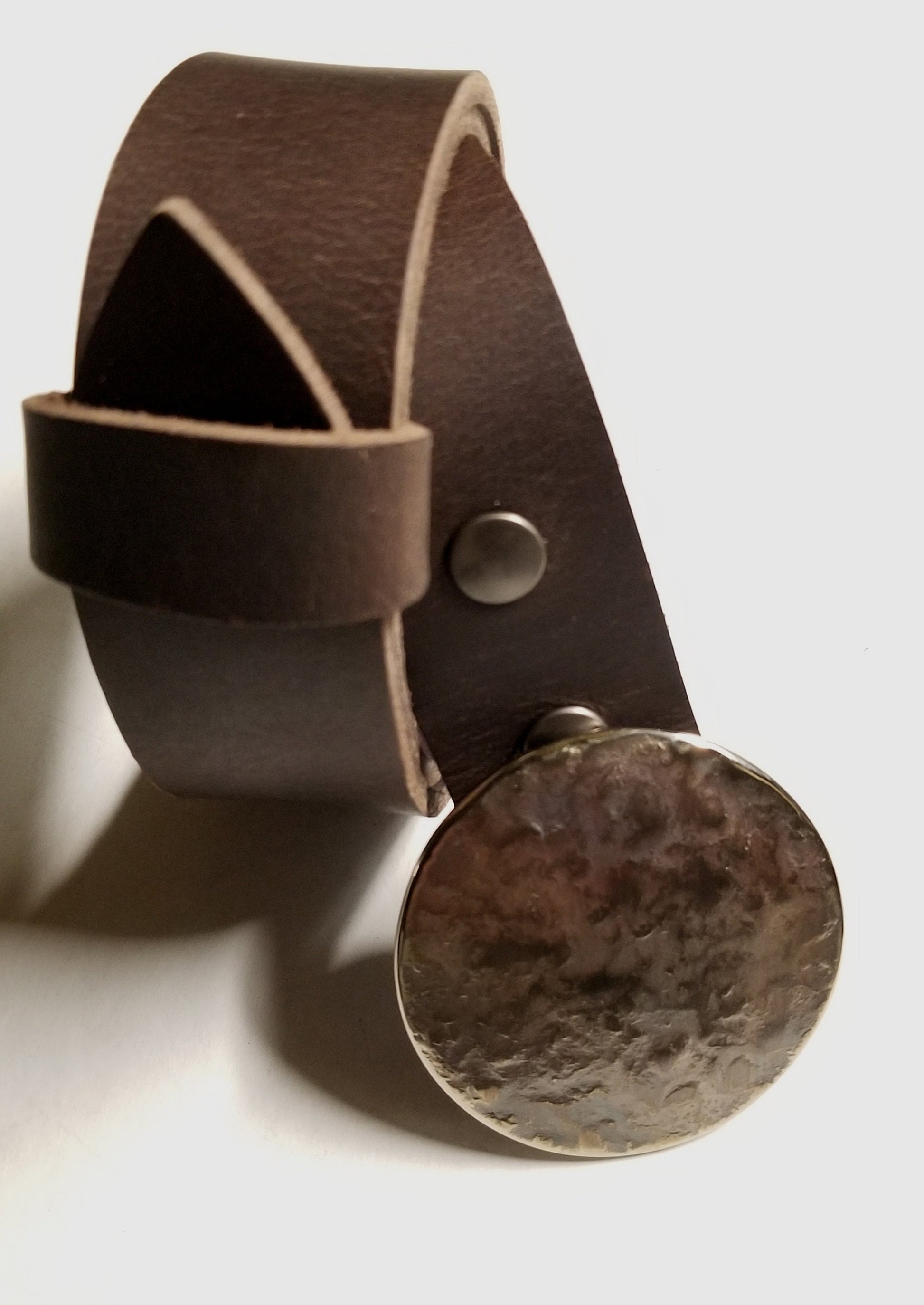 Round Buckle with Belt, Hand Forged Buckle, Bronze Anniversary Gift for Her, Stainless Buckle, Dress Buckle, Blue Jean Buckle for 1.5" Belt