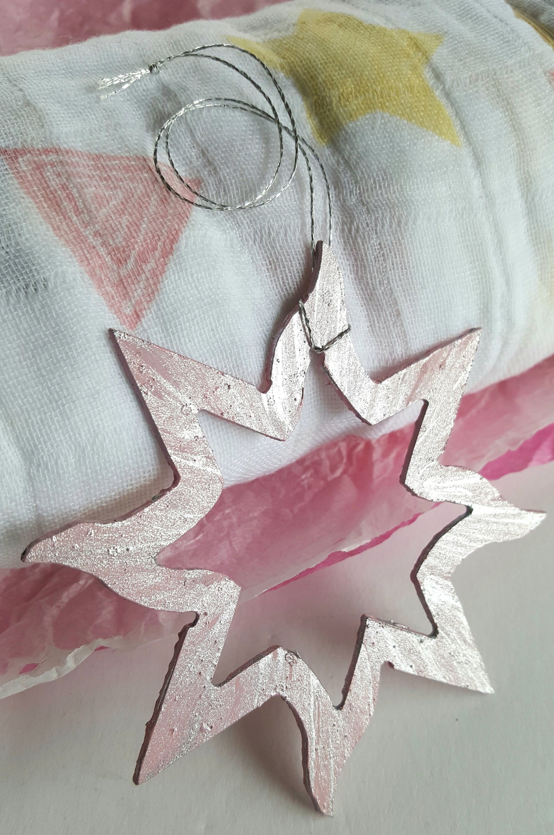 Baby's First Ornament Tree Ornament Metal Stars Hand Painted Stars with String for Hanging Gift Bags Housewarming Gift Window Display
