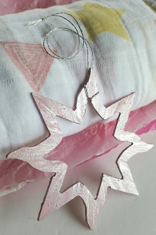 Baby's First Ornament Tree Ornament Metal Stars Hand Painted Stars with String for Hanging Gift Bags Housewarming Gift Window Display
