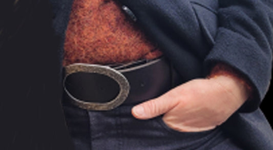 2" Leather Belt & Hand Forged Oval Belt Buckle SET Motorcycle Unisex Belt and Buckle Belt Custom Cut Five Leather Belt Colours Available