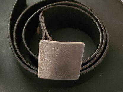Belt & Buckle Set For Jeans, Square Bronze Wood Grain Belt Buckle, Your Belt Colour Choice, Unisex Gifts, Forged Stainless and 1.5" Belt