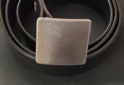 Belt & Buckle Set For Jeans, Square Bronze Wood Grain Belt Buckle, Your Belt Colour Choice, Unisex Gifts, Forged Stainless and 1.5" Belt