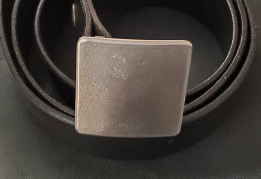 Belt & Buckle Set For Jeans, Square Bronze Wood Grain Belt Buckle, Your Belt Colour Choice, Unisex Gifts, Forged Stainless and 1.5" Belt