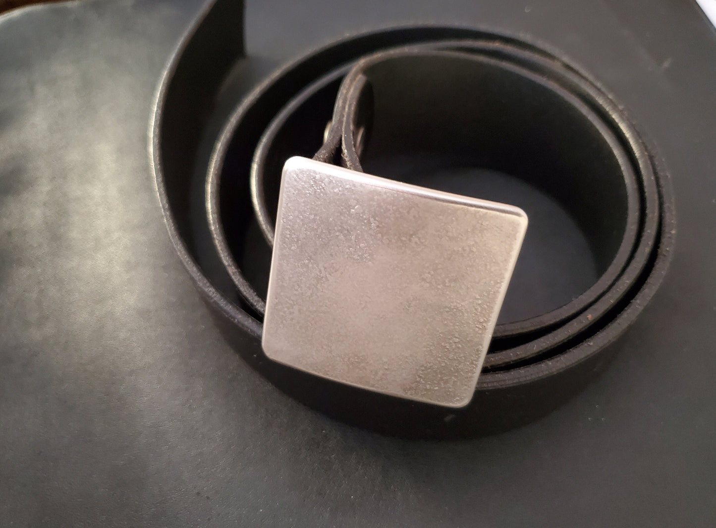 Belt & Buckle Set For Jeans, Square Bronze Wood Grain Belt Buckle, Your Belt Colour Choice, Unisex Gifts, Forged Stainless and 1.5" Belt