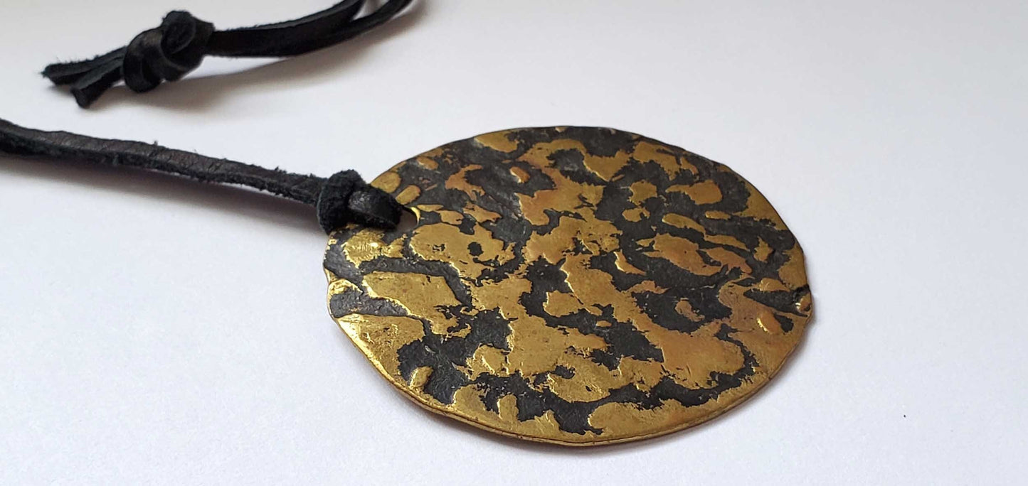Pendant Necklace, Hand Forged, Canadian Handmade Necklace on Leather Strap w/ Gift Bag, Hammered Jewelry, Gift for Her, Canadian Accessories