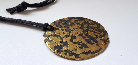 Pendant Necklace, Hand Forged, Canadian Handmade Necklace on Leather Strap w/ Gift Bag, Hammered Jewelry, Gift for Her, Canadian Accessories