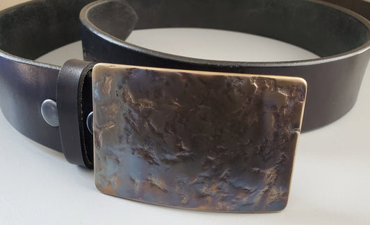 1-3/4" Belt & Buckle Set, Bronze or Silver Buckle and Belt, Signed Original, Hypo Allergenic Buckle, Leather Belt with Snaps for Blue Jeans