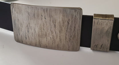 Hand-Forged Belt & Buckle with Metal Keeper, Leather Belt Color Choice, Father's Day Gift Set, Buckle and Keeper for 1.5" Leather Belt