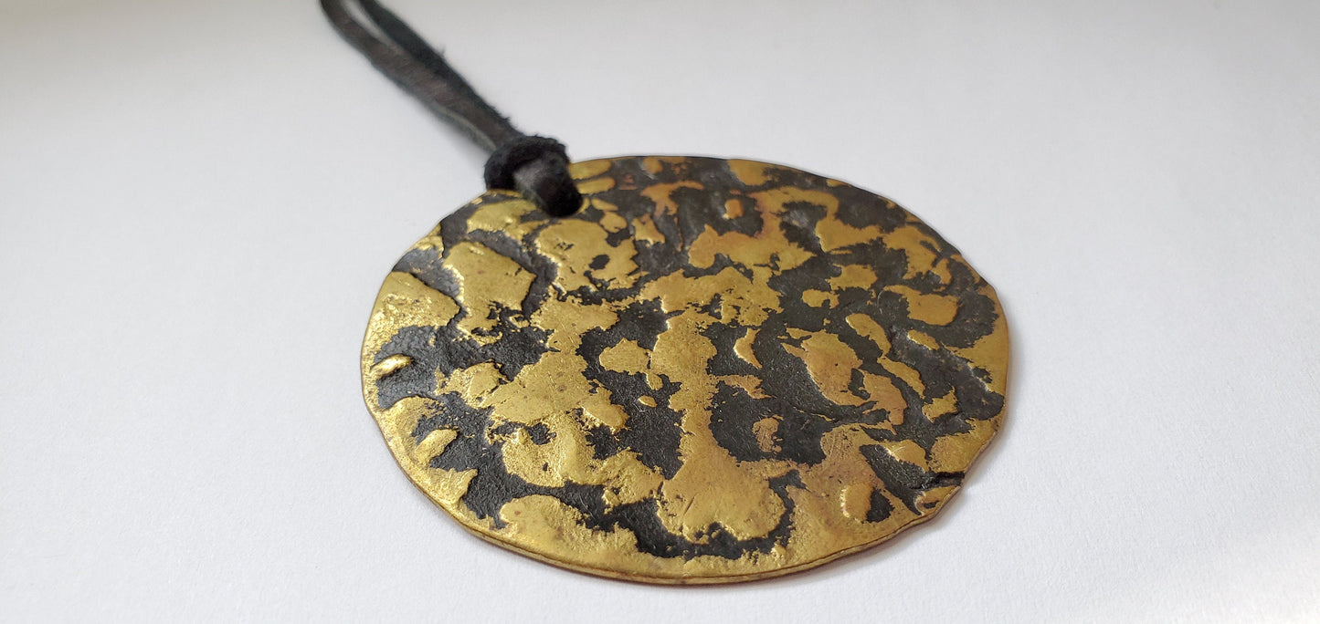 Pendant Necklace, Hand Forged, Canadian Handmade Necklace on Leather Strap w/ Gift Bag, Hammered Jewelry, Gift for Her, Canadian Accessories