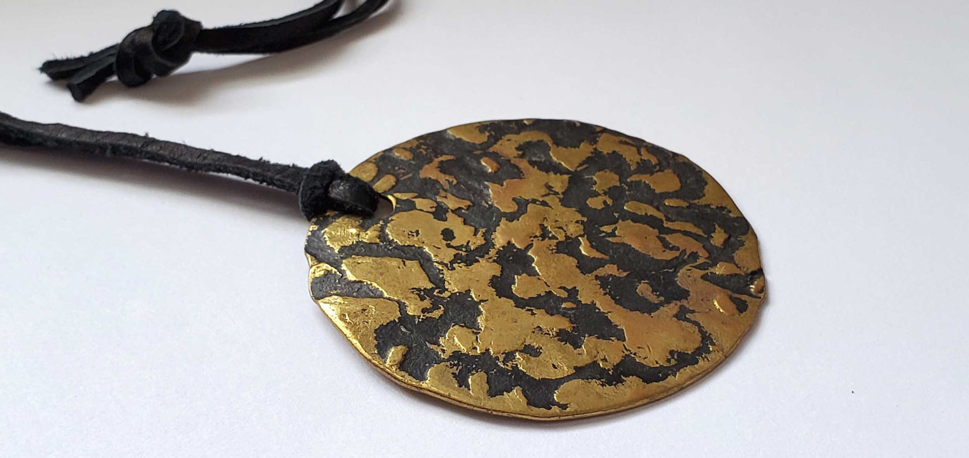 Pendant Necklace, Hand Forged, Canadian Handmade Necklace on Leather Strap w/ Gift Bag, Hammered Jewelry, Gift for Her, Canadian Accessories