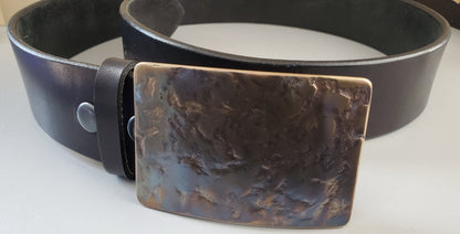 1-3/4" Belt & Buckle Set, Bronze or Silver Buckle and Belt, Signed Original, Hypo Allergenic Buckle, Leather Belt with Snaps for Blue Jeans