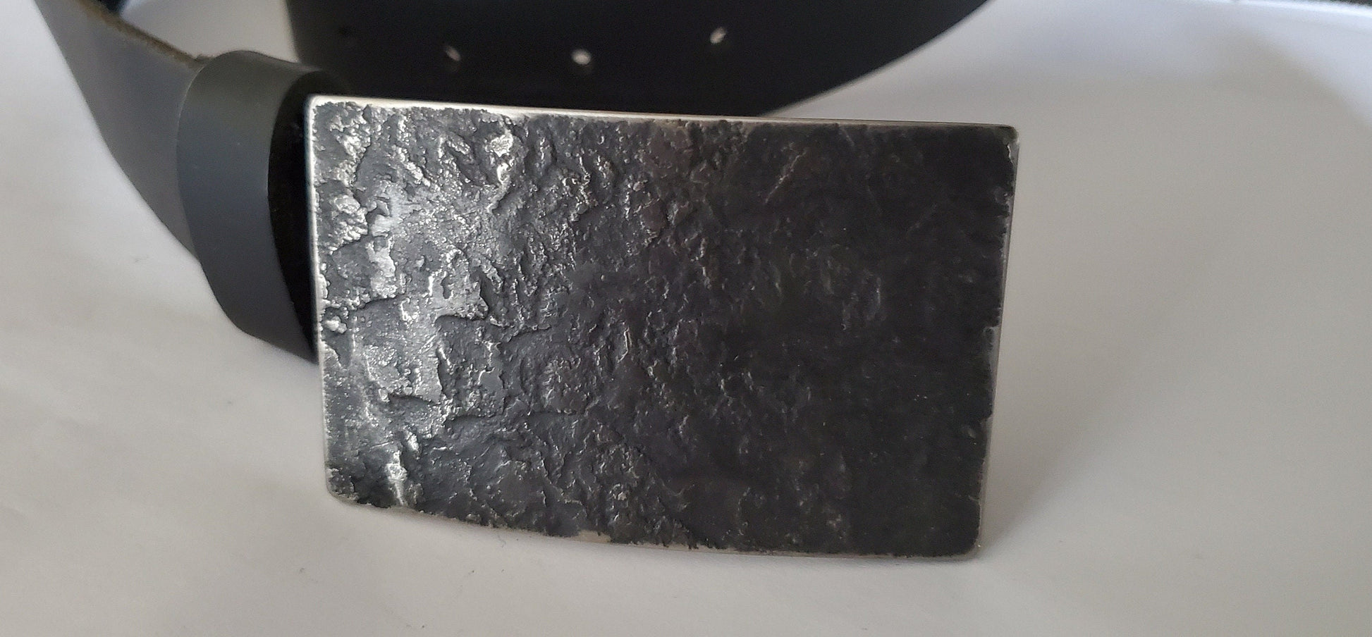 Belt and Buckle Charcoal Belt & Buckle Set for Jeans Canadian Made Hand Forged Stainless Steel Buckle with 1-1/2" Leather Belt with Snaps