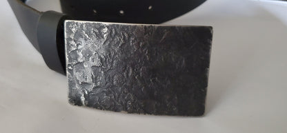 Belt and Buckle Charcoal Belt & Buckle Set for Jeans Canadian Made Hand Forged Stainless Steel Buckle with 1-1/2" Leather Belt with Snaps