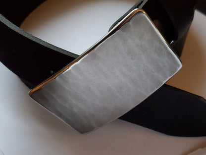 Belt & Buckle, Hand-Forged Wood Grain, Wood Lovers, Canadian Made, Stainless Steel Unisex Work Gear, Accessories for Jeans fits 1-1/2" Belt