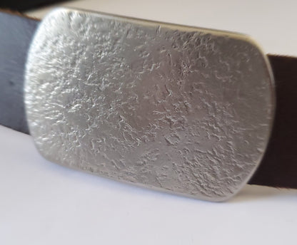 Belt Buckle & Leather Belt, Comfort Plus "round edge" Father's Day Gift, Stainless Steel Accessories, Work Gear and 1-1/2" Belt