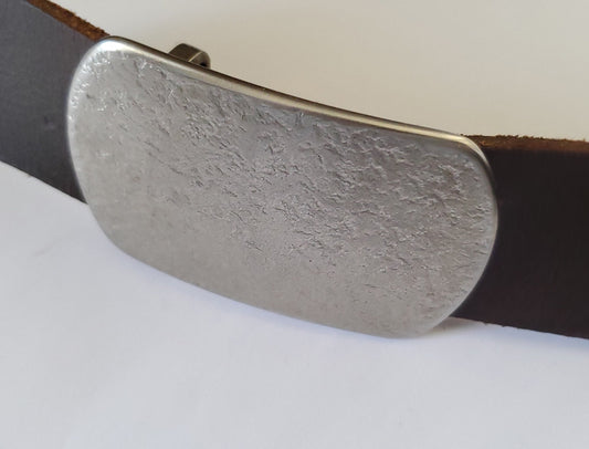 Belt Buckle & Leather Belt, Comfort Plus "round edge" Father's Day Gift, Stainless Steel Accessories, Work Gear and 1-1/2" Belt