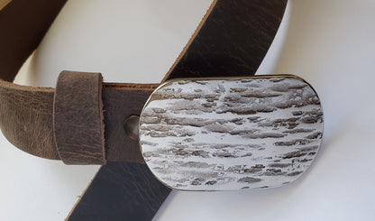 Comfort Plus Belt Buckle & Leather Belt, Round Edge Buckle for Bending Comfort, Father's Day Gift, Stainless Steel Work Gear and 1-1/2" Belt