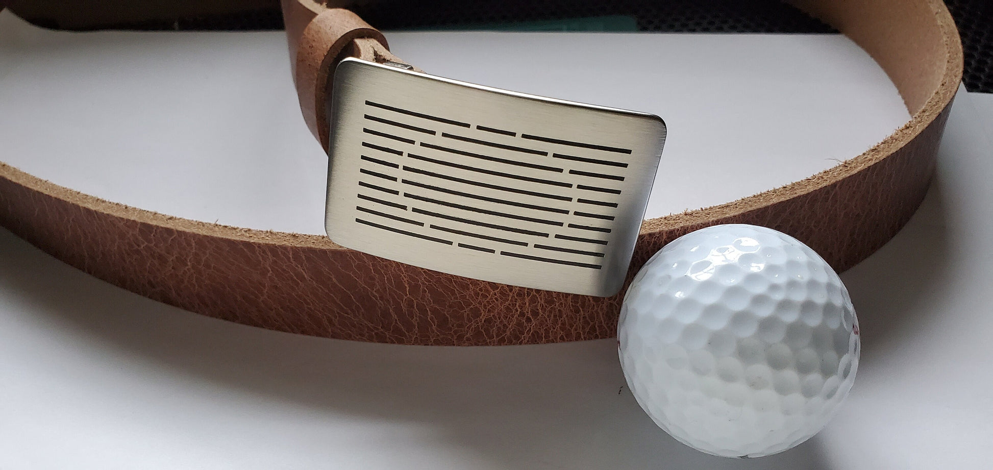 Golf Belt & Buckle, Golf Attire, Unisex Gift, Pro Golf Gift, Brushed Stainless Steel Golf Buckle w/ 1.25" Belt, Golfers Gifts, Golf Gift