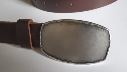 Belt & Buckle Canadian Hand Forged Buckle for Jeans Hypoallergenic Belt Buckle Silver Stainless Steel or Bronze 1.5" Leather Belt and Buckle