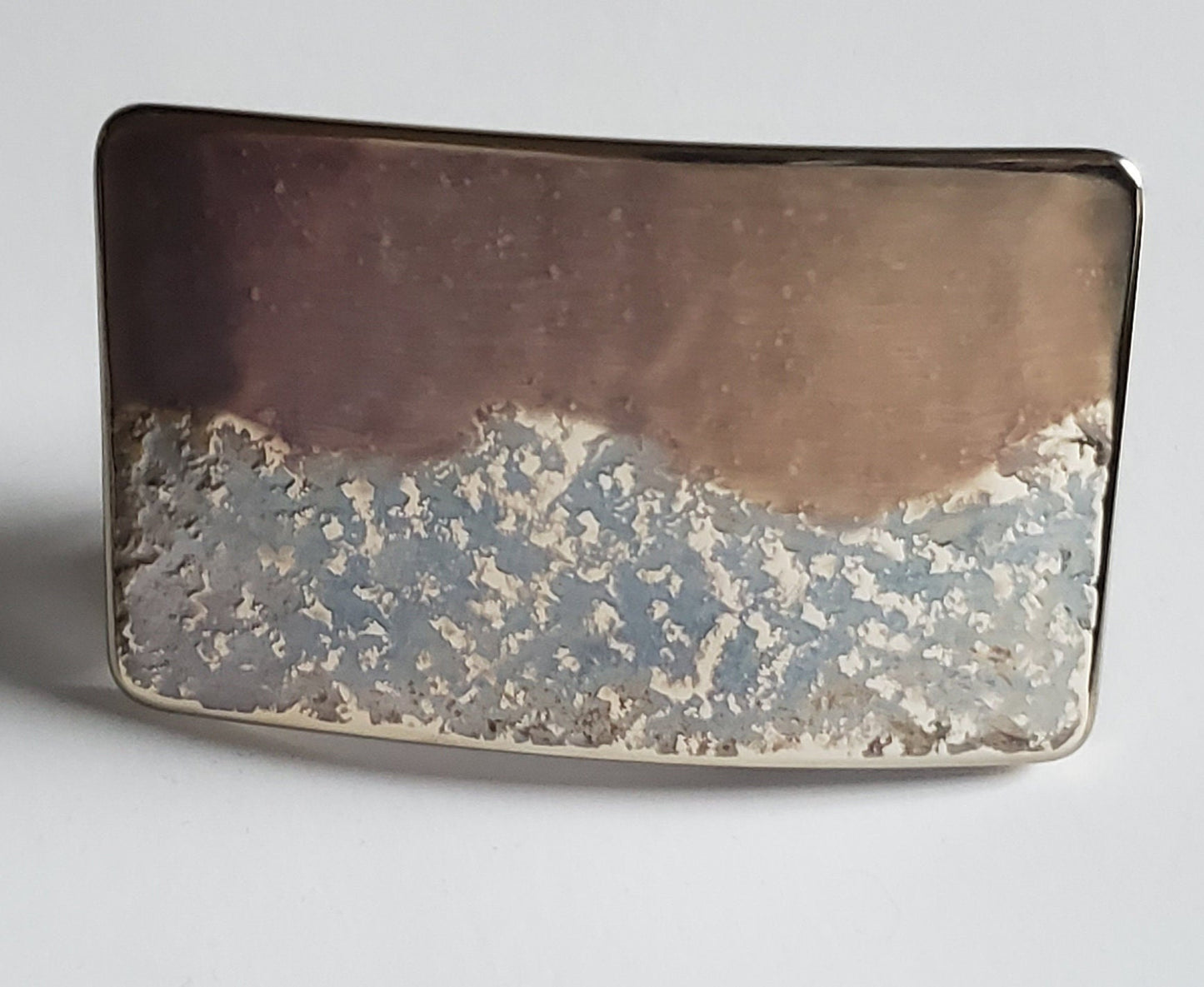 Landscape Belt Buckle for Jeans, Father's Day, Signed Original by Aucoin, Stainless Steel Gift, Hypoallergenic Buckle for Leather Snap Belt