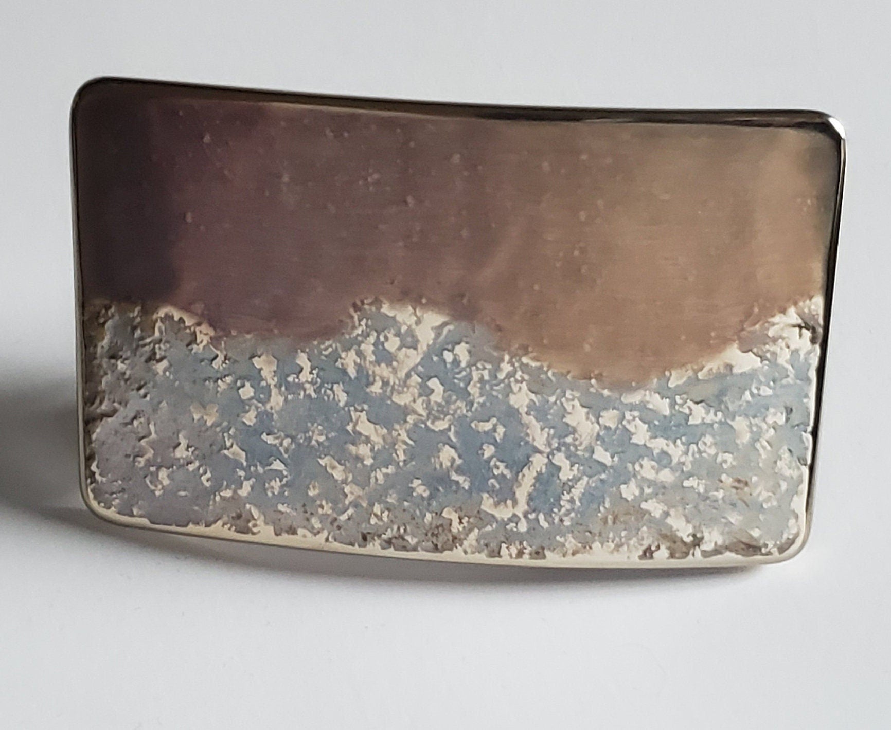 Landscape Belt Buckle for Jeans, Father's Day, Signed Original by Aucoin, Stainless Steel Gift, Hypoallergenic Buckle for Leather Snap Belt
