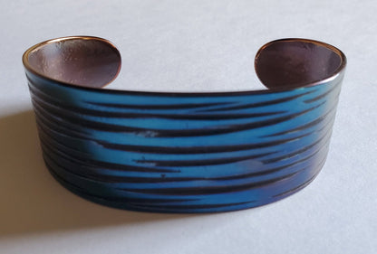 Wrist Cuff, Blue & Copper Bracelet, Hypoallergenic Cuff, Bracelet, Hand Forged Stainless Steel, Signed Original Cuffs by Robert Aucoin