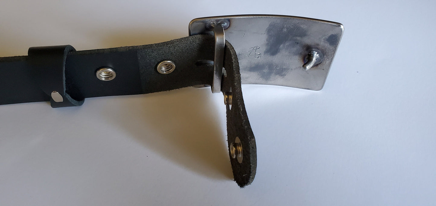 Belt & Buckle, Hot Off The Blacksmith's Anvil, Father's Day Gift, Hypoallergenic Buckle, Stainless Steel, Hand Forged Buckle And 1.5" Belt