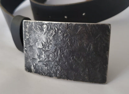 Belt and Buckle Charcoal Belt & Buckle Set for Jeans Canadian Made Hand Forged Stainless Steel Buckle with 1-1/2" Leather Belt with Snaps
